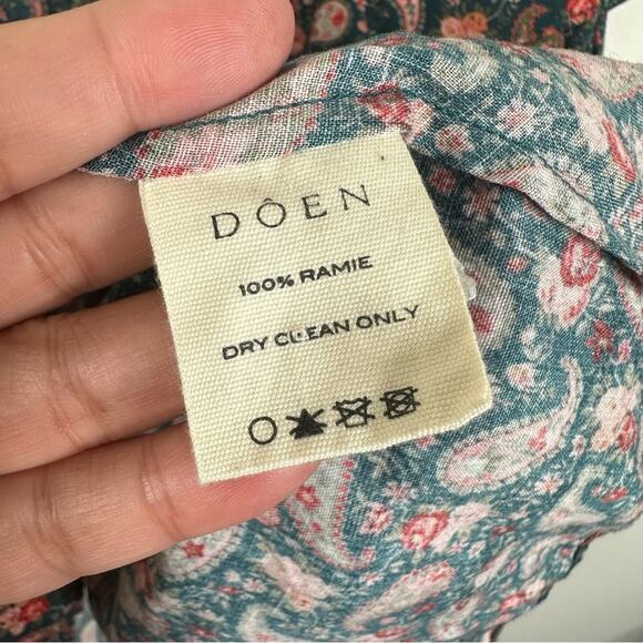 Doen Cielito Ruffle Top in Teal Size M Canterbury Paisley Print Cottagecore NEW - Picture 7 of 11